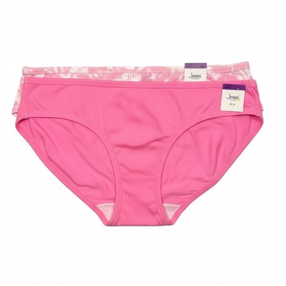 Jenni Intimates Women 2 Pack Bikini Panties Pink Stiletto Tie Dye Pink, Size XXL